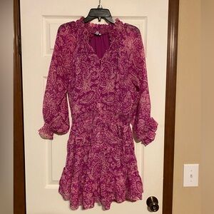 FATE. NWT Printed Highneck Long Sleeve Smocked Pullover Blouson Mini Dress